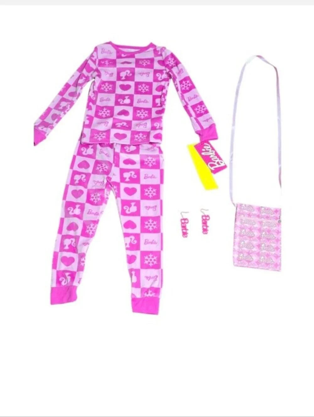 Barbie Pink Logo Pajama Set with Matching Purse & Earrings